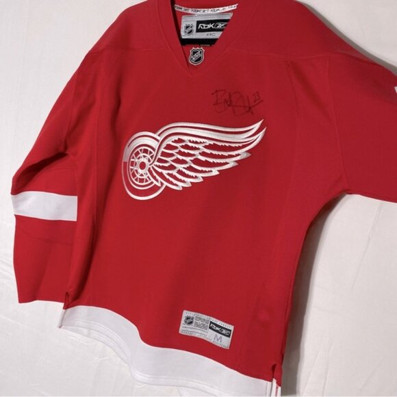 NHL RBK Detroit Red Wings Signed Brad Stuart #23 Red White Hockey Jersey M - Picture 16 of 16